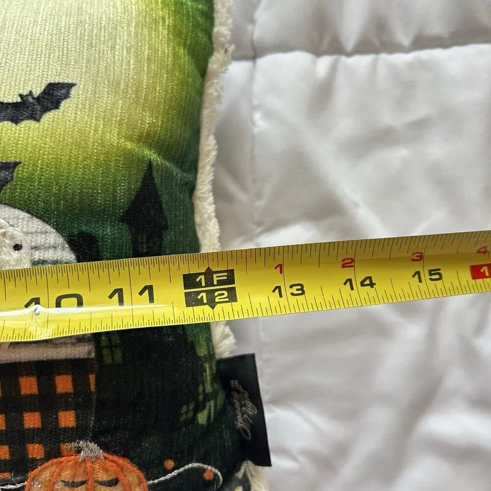 Spooky Night Halloween Haunted Ghost‎ Camping Embroidered Throw Pillow 12 X 8